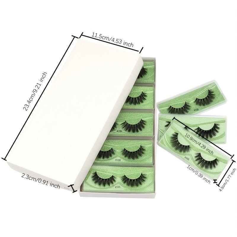 10 Pairs 3D Faux Mink Lashes Natural Soft Green Box Packaging