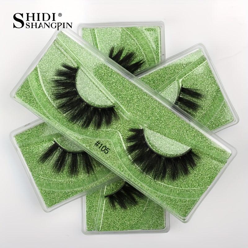 10 Pairs 3D Faux Mink Lashes Natural Soft Green Box Packaging