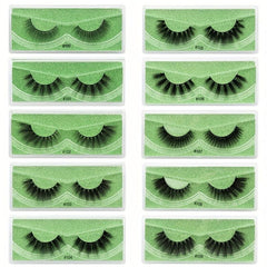 10 Pairs 3D Faux Mink Lashes Natural Soft Green Box Packaging