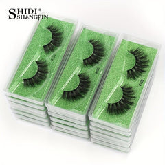10 Pairs 3D Faux Mink Lashes Natural Soft Green Box Packaging