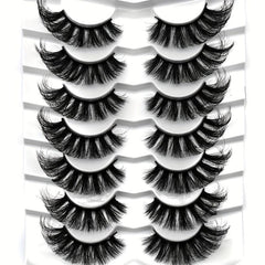 7 Pairs 18mm False Eyelashes Thick Curling - Cat Eye Look