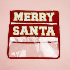 Chenille Letter Bag Clear Flat Pouch PVC Cosmetic Bags