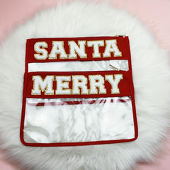 Chenille Letter Bag Clear Flat Pouch PVC Cosmetic Bags