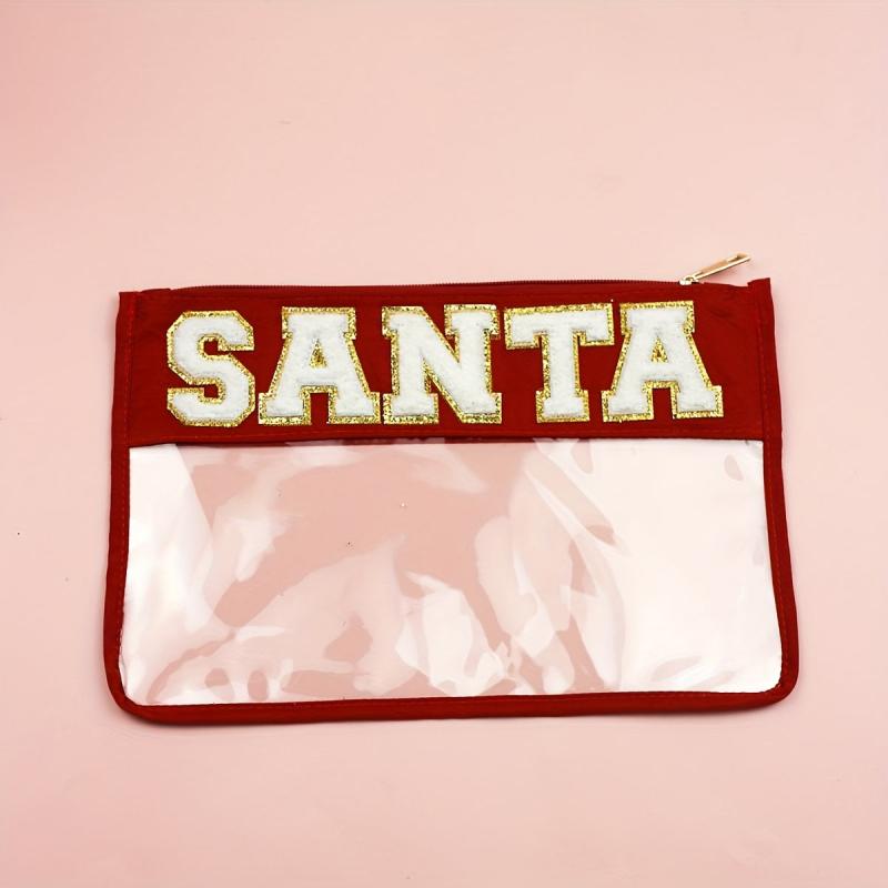 Chenille Letter Bag Clear Flat Pouch PVC Cosmetic Bags