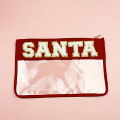 Chenille Letter Bag Clear Flat Pouch PVC Cosmetic Bags