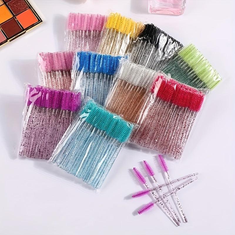 50pcs Crystal Eyelash Brush Mascara Wands Applicator Eyebrow Wands