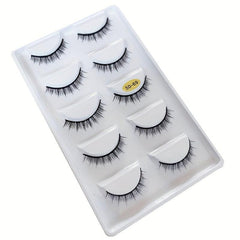 5 Pairs False Eyelashes 8mm Natural Realistic Lashes Daily Makeup Short Style