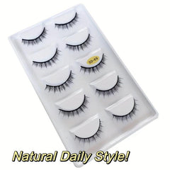 5 Pairs False Eyelashes 8mm Natural Realistic Lashes Daily Makeup Short Style