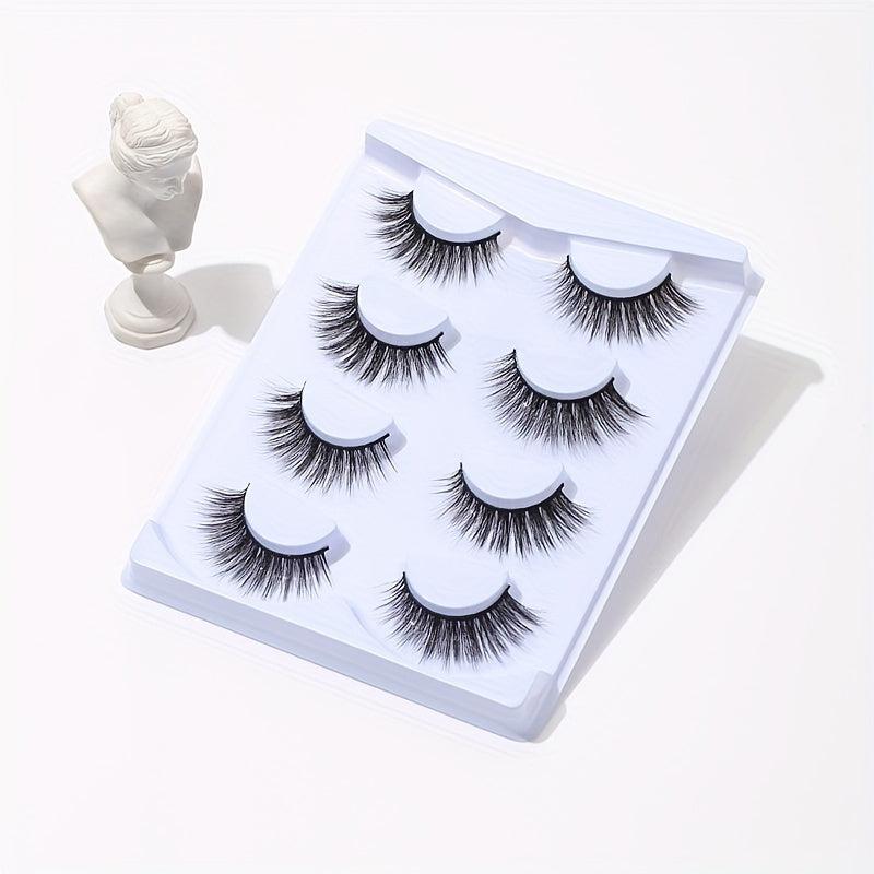 4 Pairs Cat Eye Lashes Criss Cross Wispy Natural Look False Eyelashes