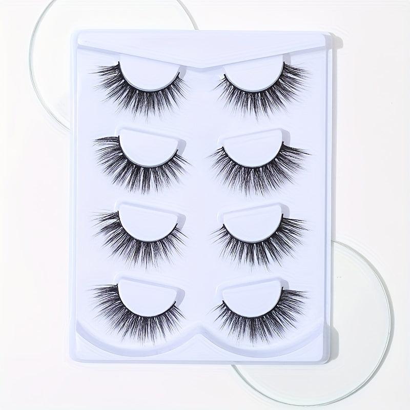 4 Pairs Cat Eye Lashes Criss Cross Wispy Natural Look False Eyelashes