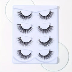 4 Pairs Cat Eye Lashes Criss Cross Wispy Natural Look False Eyelashes