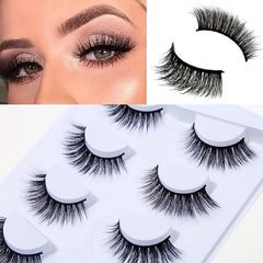 4 Pairs Cat Eye Lashes Criss Cross Wispy Natural Look False Eyelashes