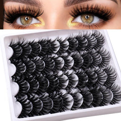 20 Pairs False Eyelashes Thick Natural Reusable