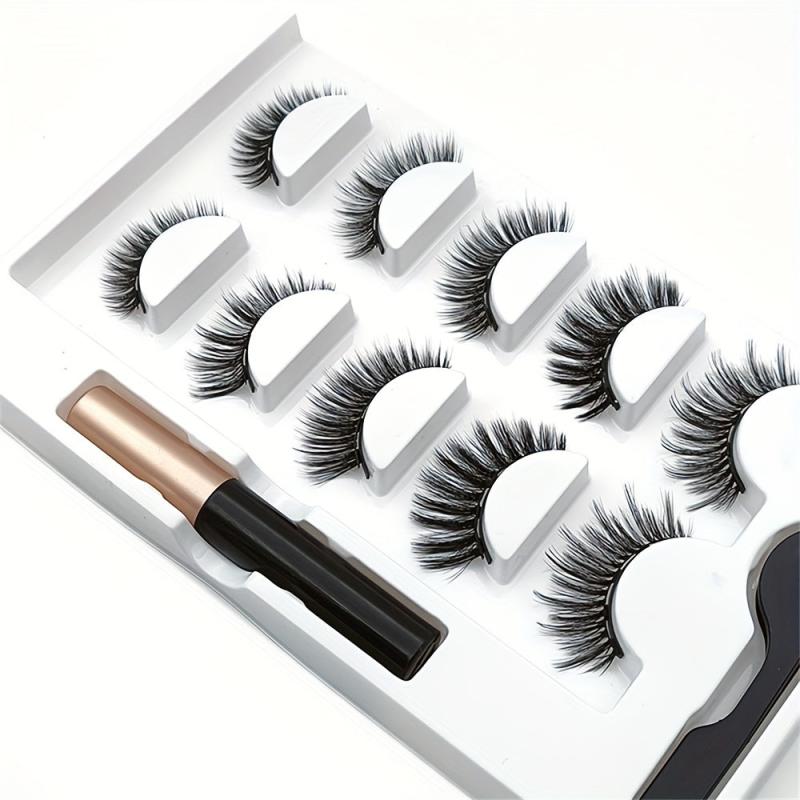 5 Pairs Magnetic Eyelashes 3D Mink Eyelashes Magnetic Eyeliner Magnetic Lashes