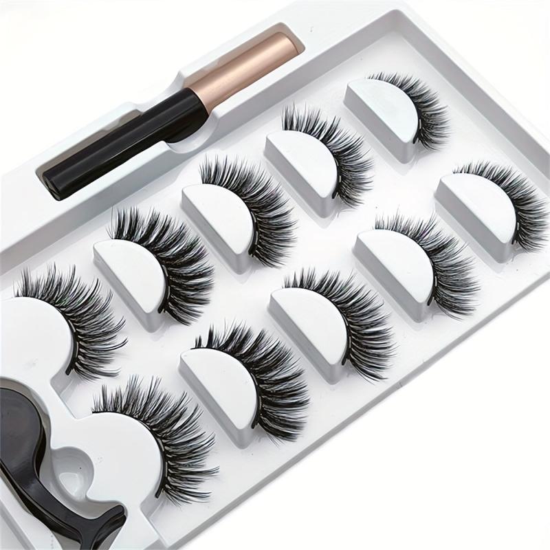 5 Pairs Magnetic Eyelashes 3D Mink Eyelashes Magnetic Eyeliner Magnetic Lashes