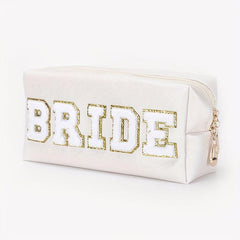 Chenille Patch Cosmetic Toiletry Bag with Zipper Pouch