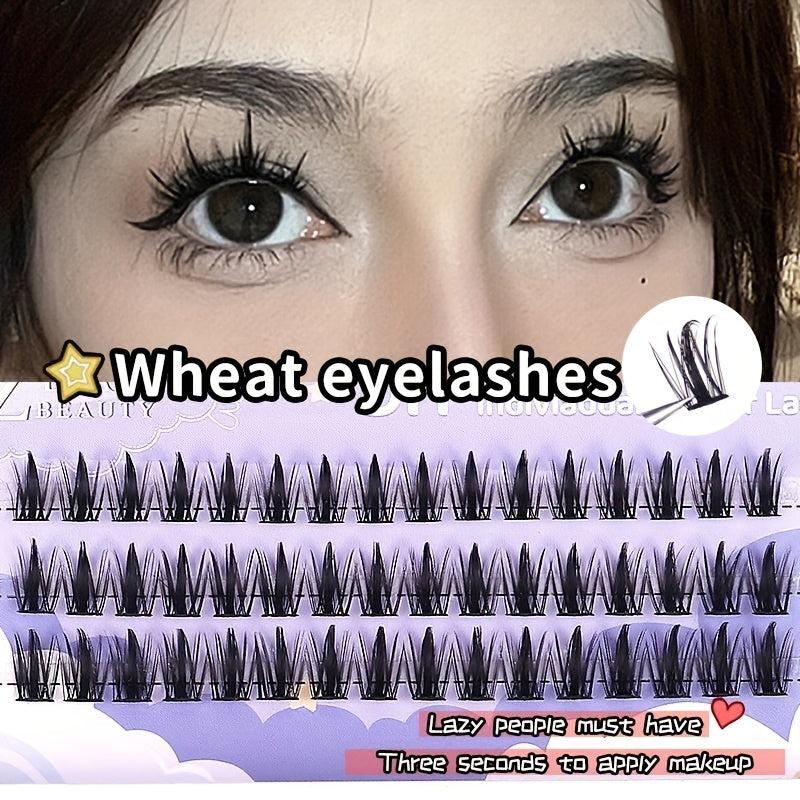 3 Rows Natural Slim False Eyelashes with Demon Feather Fan Flame