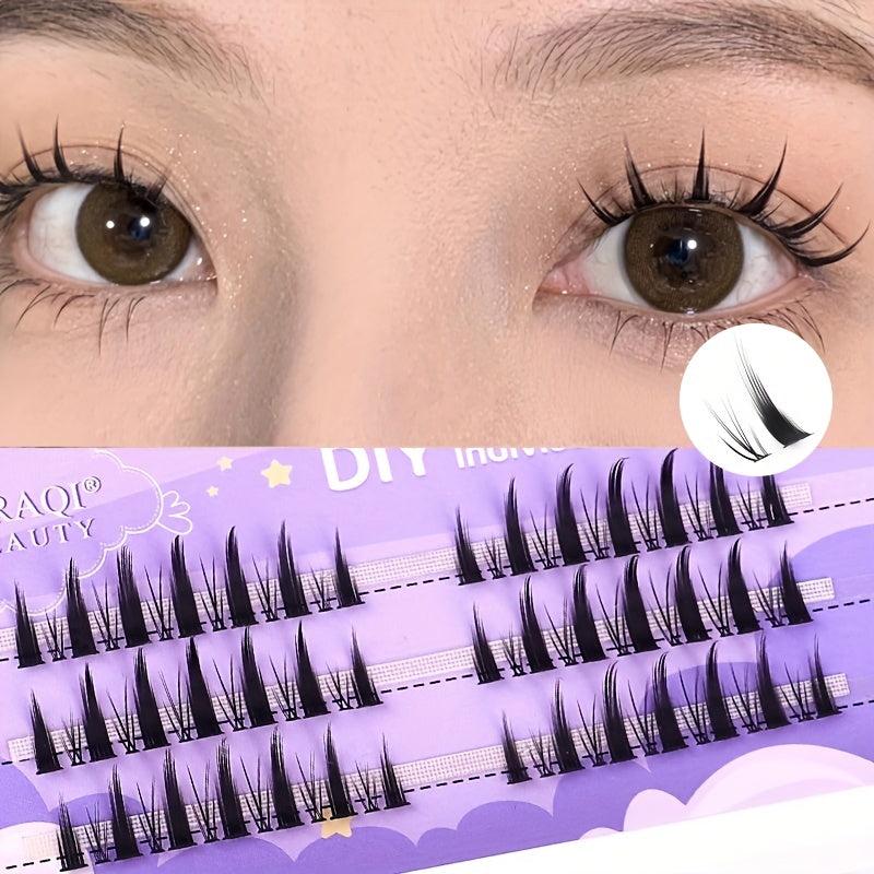 3 Rows Natural Slim False Eyelashes with Demon Feather Fan Flame
