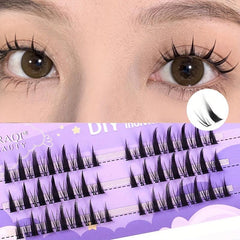 3 Rows Natural Slim False Eyelashes with Demon Feather Fan Flame