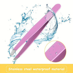 8pcs Slanted Tip Stainless Steel Eyebrow Tweezers for Facial Hair
