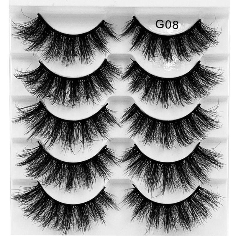 5 Pairs 8D Faux Mink False Eyelashes Dramatic Volume Fuffy Lashes
