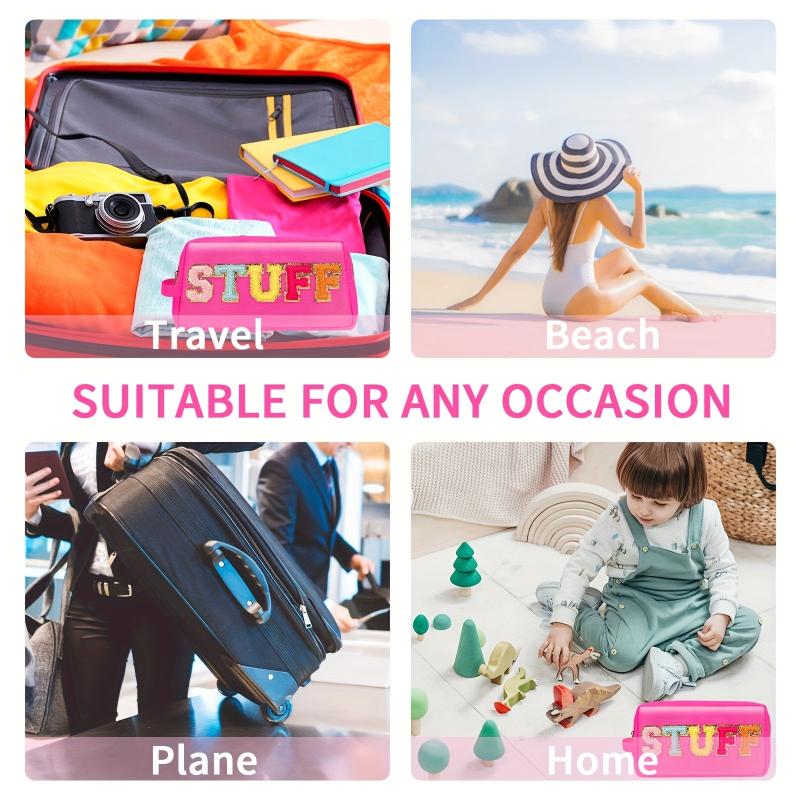 Preppy Makeup Bag With Strap Nylon Waterproof Travel Toiletry Bag