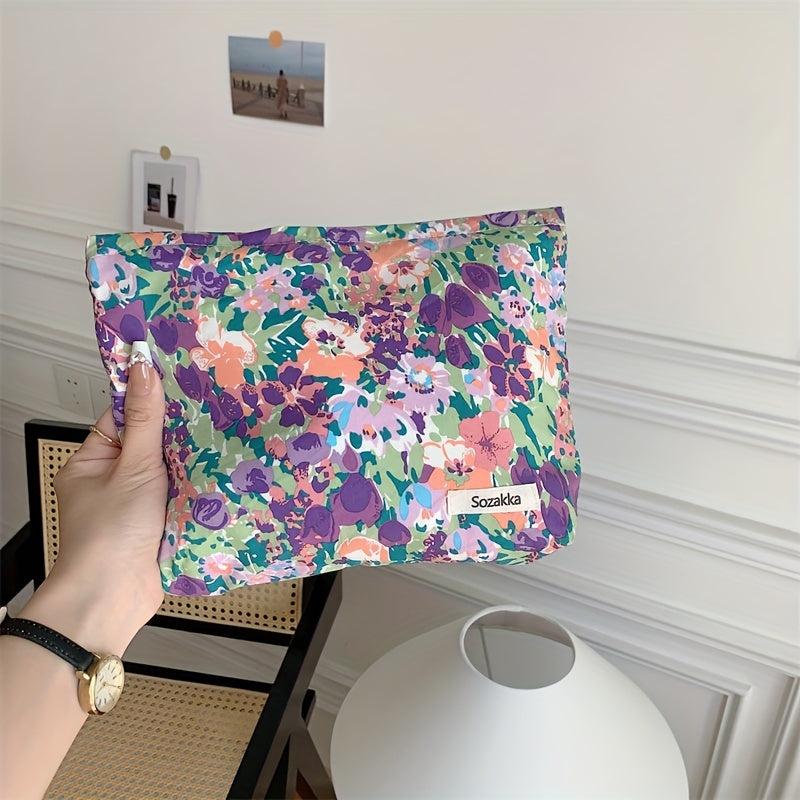 Floral Cosmetic Bag Makeup Case Organizer Travel Toiletry Pouch