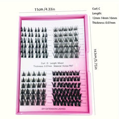 DIY Cluster Lashes 3D Effect DIY Lash Extension Kit 12 14 16mm Mixed Individual