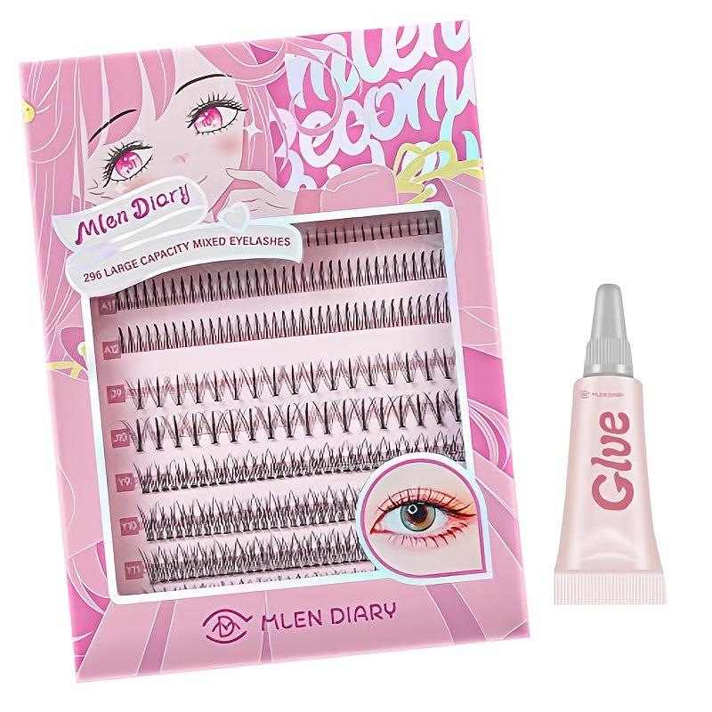 Individual Eyelashes Mixed 4 Types w/ Glue 296pcs