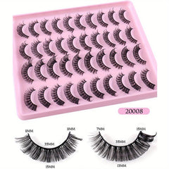 20 Pairs Fluffy 3D Mink Lashes for Daily Dating & Wedding Makeup
