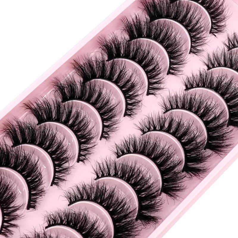 10 Pairs 3D Mink Lashes Cat Eye Curling False Eyelashes