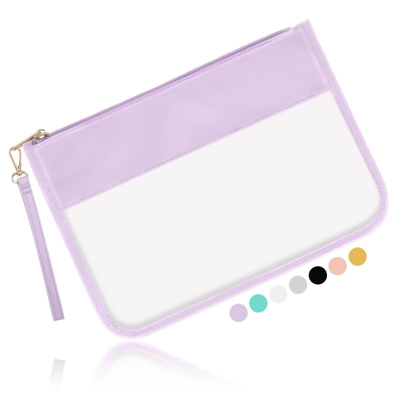 Clear PVC Flat Pouch PU Travel Makeup Bag
