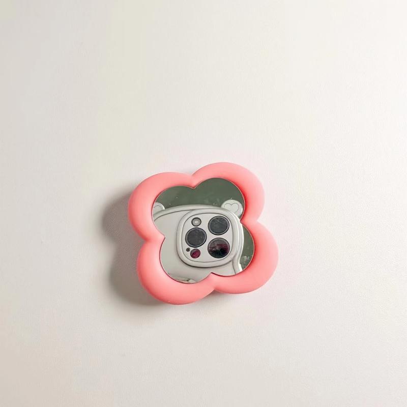 Pink Flower Compact Mirror Cosmetic Mobile Phone Air Cushion Bracket
