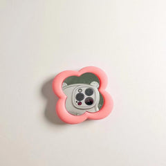 Pink Flower Compact Mirror Cosmetic Mobile Phone Air Cushion Bracket