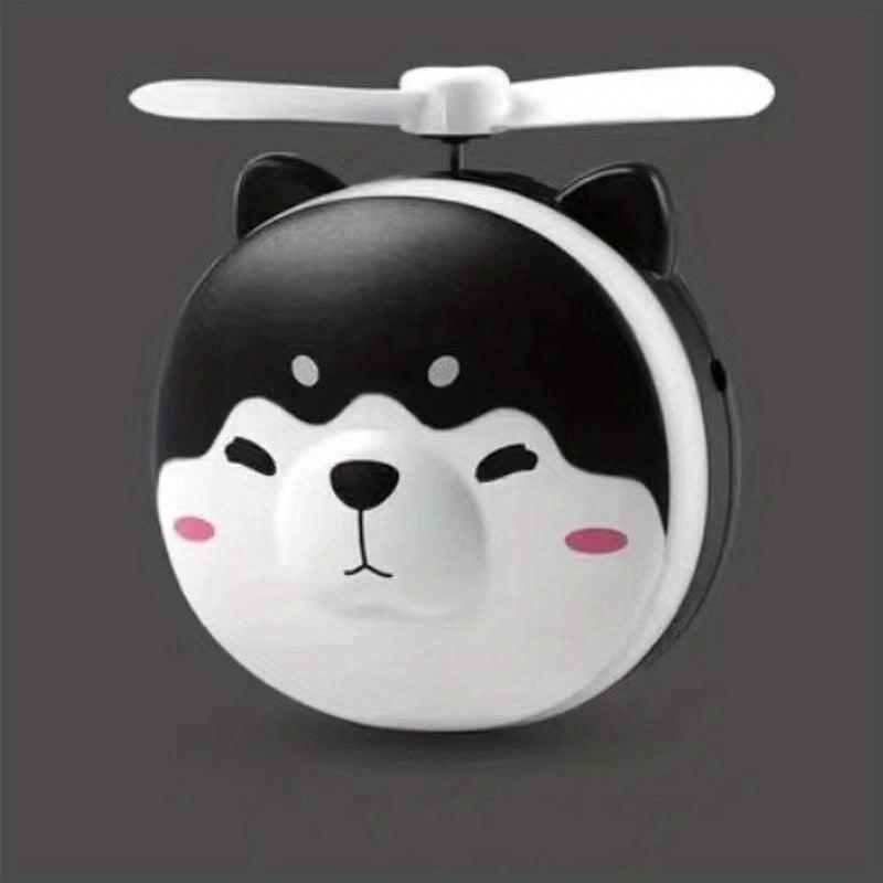 3 in 1 Compact Mirror Fan LED Light USB Rechargeable Cute Dog Head Shape
