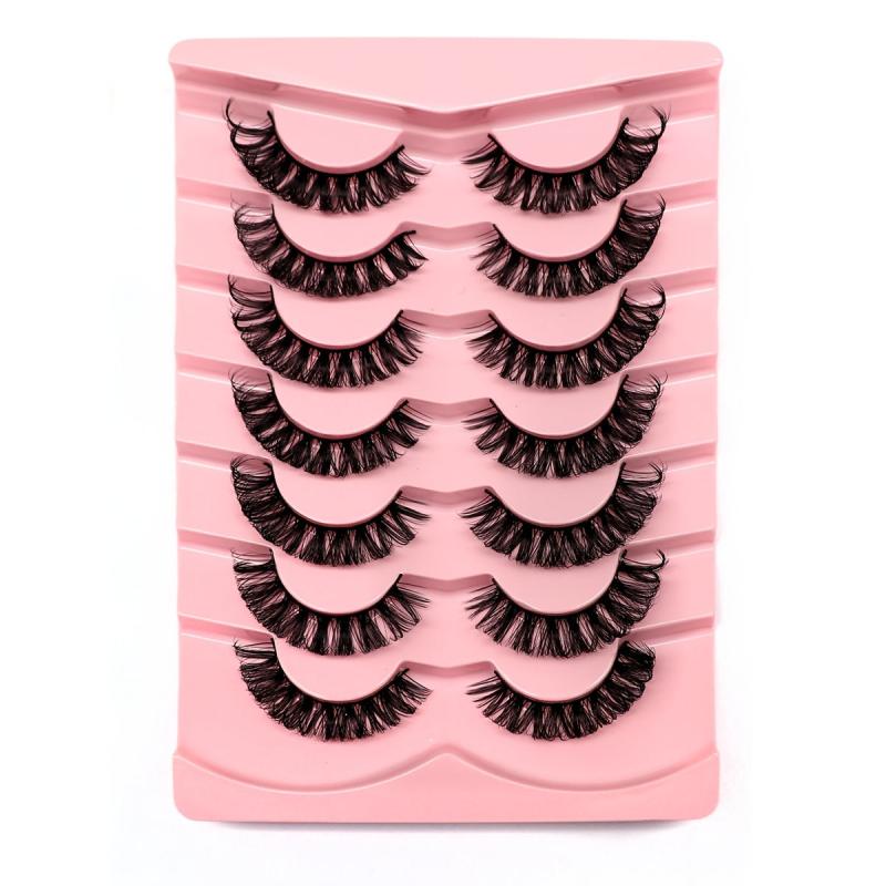 7 Pairs Full Strip Eyelashes D Curling Thick Fluffy False Eyelashes
