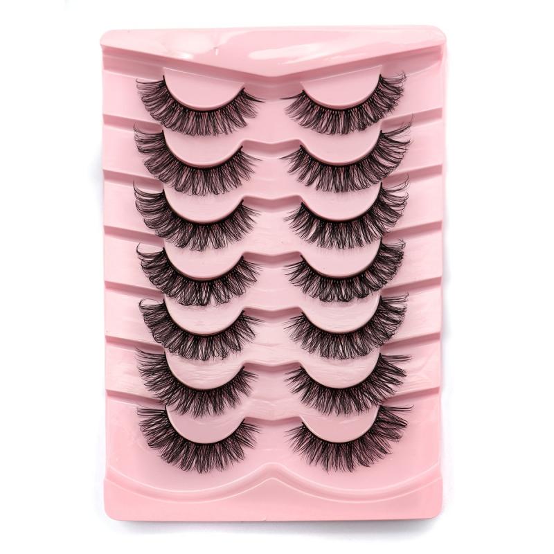7 Pairs Full Strip Eyelashes D Curling Thick Fluffy False Eyelashes