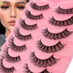 7 Pairs Cat Eye Lashes Doll Style Thick DIY Faux Mink Lashes