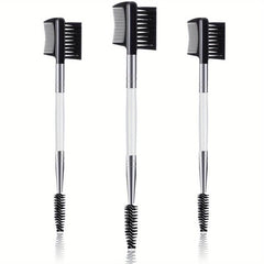 3 Pcs Eyelash Comb & Brow Brush Dual Comb Makeup Grooming Tool