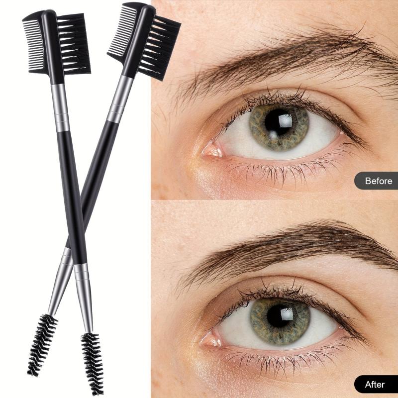 3 Pcs Eyelash Comb & Brow Brush Dual Comb Makeup Grooming Tool