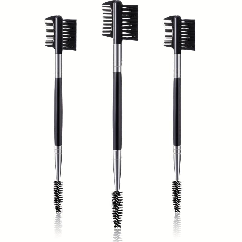 3 Pcs Eyelash Comb & Brow Brush Dual Comb Makeup Grooming Tool