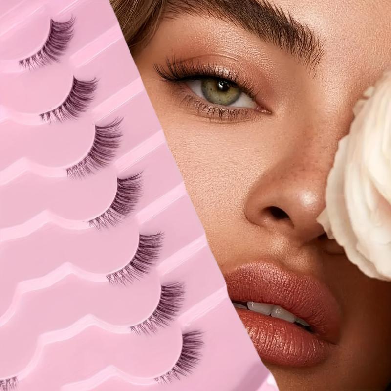 7 Pairs Mixed Length False Eyelashes D Curl Wispy Faux Mink Lashes