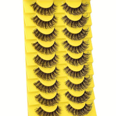 10 Pairs Strip Lashes Wispy False Eyelashes Curly Thick Volume Natural Look