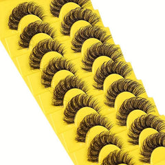 10 Pairs Strip Lashes Wispy False Eyelashes Curly Thick Volume Natural Look