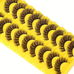 10 Pairs Strip Lashes Wispy False Eyelashes Curly Thick Volume Natural Look