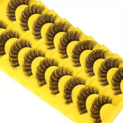 10 Pairs Strip Lashes Wispy False Eyelashes Curly Thick Volume Natural Look