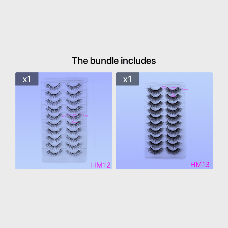 10 Pairs Fluffy Short False Eyelashes - 3D Faux Mink Lashes