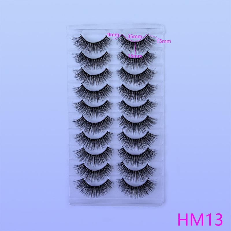 10 Pairs Fluffy Short False Eyelashes - 3D Faux Mink Lashes
