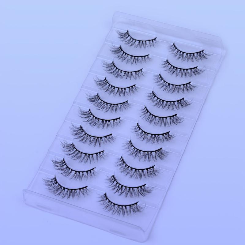 10 Pairs Fluffy Short False Eyelashes - 3D Faux Mink Lashes