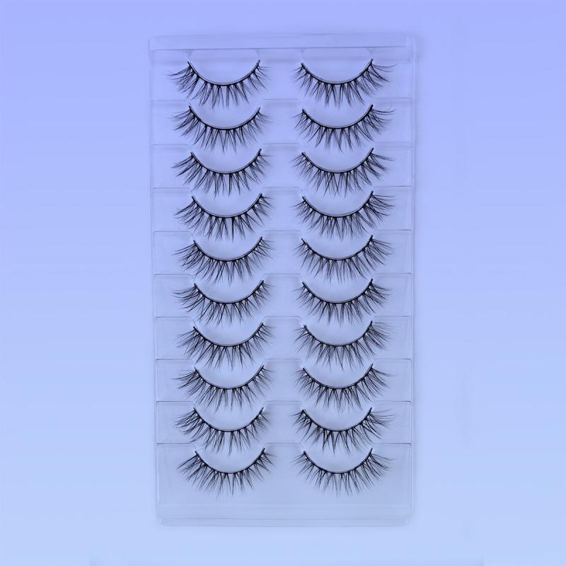10 Pairs Fluffy Short False Eyelashes - 3D Faux Mink Lashes